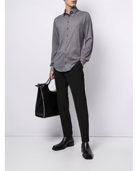 Camicia a maniche lunghe stampata grigia di Giorgio Armani
