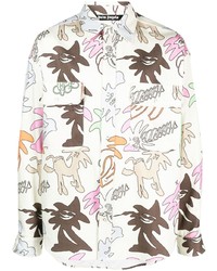 Camicia a maniche lunghe stampata grigia di Palm Angels