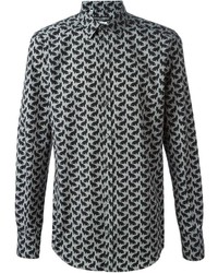 Camicia a maniche lunghe stampata grigio scuro di Dolce & Gabbana