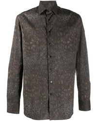 Camicia a maniche lunghe stampata grigio scuro di Etro