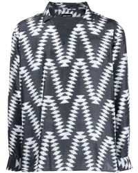 Camicia a maniche lunghe stampata grigio scuro di Giorgio Armani