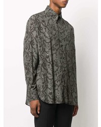 Camicia a maniche lunghe stampata grigio scuro di Givenchy