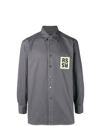 Camicia a maniche lunghe stampata grigio scuro di Raf Simons