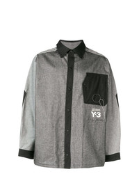 Camicia a maniche lunghe stampata grigio scuro di Y-3