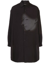 Camicia a maniche lunghe stampata melanzana scuro di Yohji Yamamoto