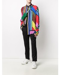 Camicia a maniche lunghe stampata multicolore di Balmain