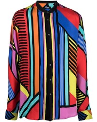 Camicia a maniche lunghe stampata multicolore di Balmain