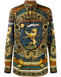 Camicia a maniche lunghe stampata multicolore di Dolce & Gabbana
