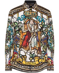 Camicia a maniche lunghe stampata multicolore di Dolce & Gabbana