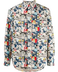 Camicia a maniche lunghe stampata multicolore di Gitman Vintage