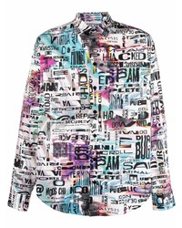 Camicia a maniche lunghe stampata multicolore di Moschino