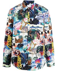 Camicia a maniche lunghe stampata multicolore di PS Paul Smith