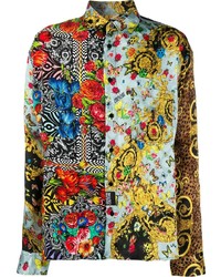 Camicia a maniche lunghe stampata multicolore di VERSACE JEANS COUTURE
