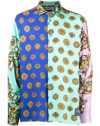 Camicia a maniche lunghe stampata multicolore di VERSACE JEANS COUTURE