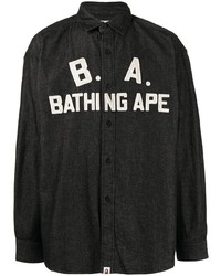 Camicia a maniche lunghe stampata nera e bianca di A Bathing Ape