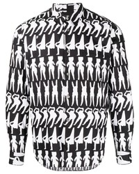 Camicia a maniche lunghe stampata nera e bianca di Black Comme Des Garçons
