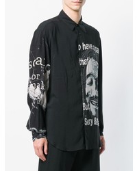 Camicia a maniche lunghe stampata nera e bianca di Yohji Yamamoto