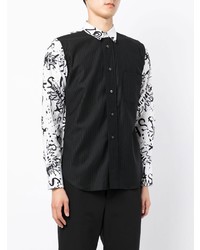 Camicia a maniche lunghe stampata nera e bianca di Black Comme Des Garçons