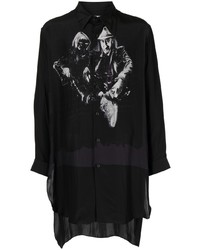Camicia a maniche lunghe stampata nera e bianca di Yohji Yamamoto
