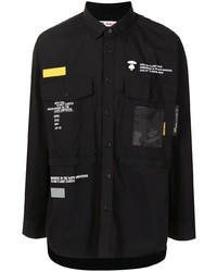 Camicia a maniche lunghe stampata nera di AAPE BY A BATHING APE