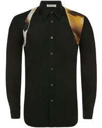 Camicia a maniche lunghe stampata nera di Alexander McQueen