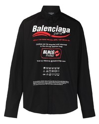 Camicia a maniche lunghe stampata nera di Balenciaga