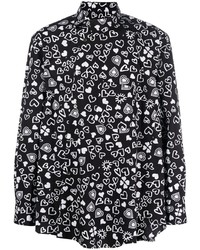 Camicia a maniche lunghe stampata nera di Black Comme Des Garçons