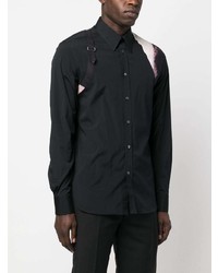 Camicia a maniche lunghe stampata nera di Alexander McQueen