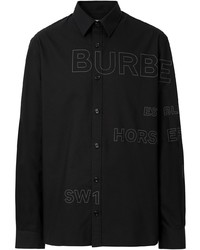 Camicia a maniche lunghe stampata nera di Burberry