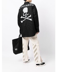 Camicia a maniche lunghe stampata nera di Mastermind Japan