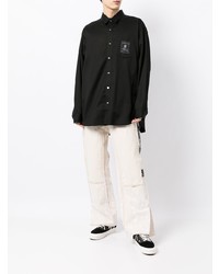 Camicia a maniche lunghe stampata nera di Mastermind Japan