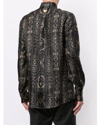Camicia a maniche lunghe stampata nera di Dolce & Gabbana