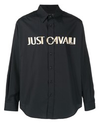Camicia a maniche lunghe stampata nera di Just Cavalli