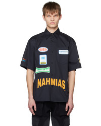 Camicia a maniche lunghe stampata nera di Nahmias