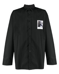 Camicia a maniche lunghe stampata nera di Raf Simons