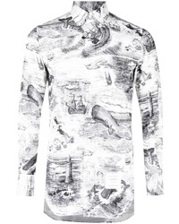 Camicia a maniche lunghe stampata nera di Thom Browne