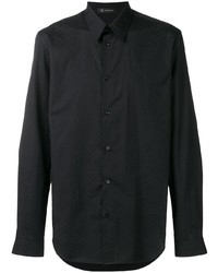 Camicia a maniche lunghe stampata nera di Versace