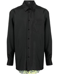 Camicia a maniche lunghe stampata nera di Versace