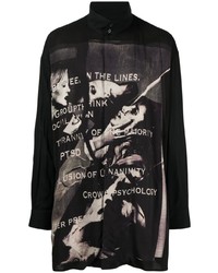 Camicia a maniche lunghe stampata nera di Yohji Yamamoto