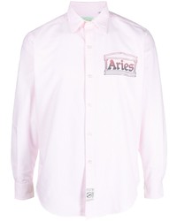 Camicia a maniche lunghe stampata rosa di Aries