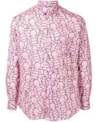 Camicia a maniche lunghe stampata rosa di Comme Des Garcons SHIRT