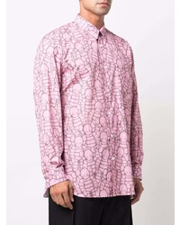 Camicia a maniche lunghe stampata rosa di Comme Des Garcons SHIRT