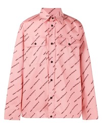 Camicia a maniche lunghe stampata rosa di Diesel