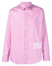 Camicia a maniche lunghe stampata rosa di DSQUARED2