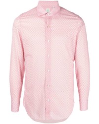 Camicia a maniche lunghe stampata rosa di Finamore 1925 Napoli
