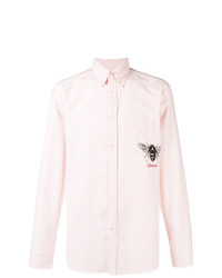 Camicia a maniche lunghe stampata rosa di Gucci