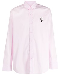 Camicia a maniche lunghe stampata rosa di Karl Lagerfeld