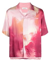 Camicia a maniche lunghe stampata rosa di Laneus