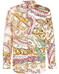 Camicia a maniche lunghe stampata rosa di Moschino