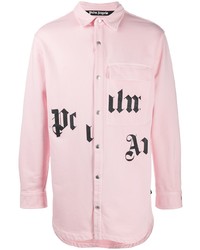 Camicia a maniche lunghe stampata rosa di Palm Angels